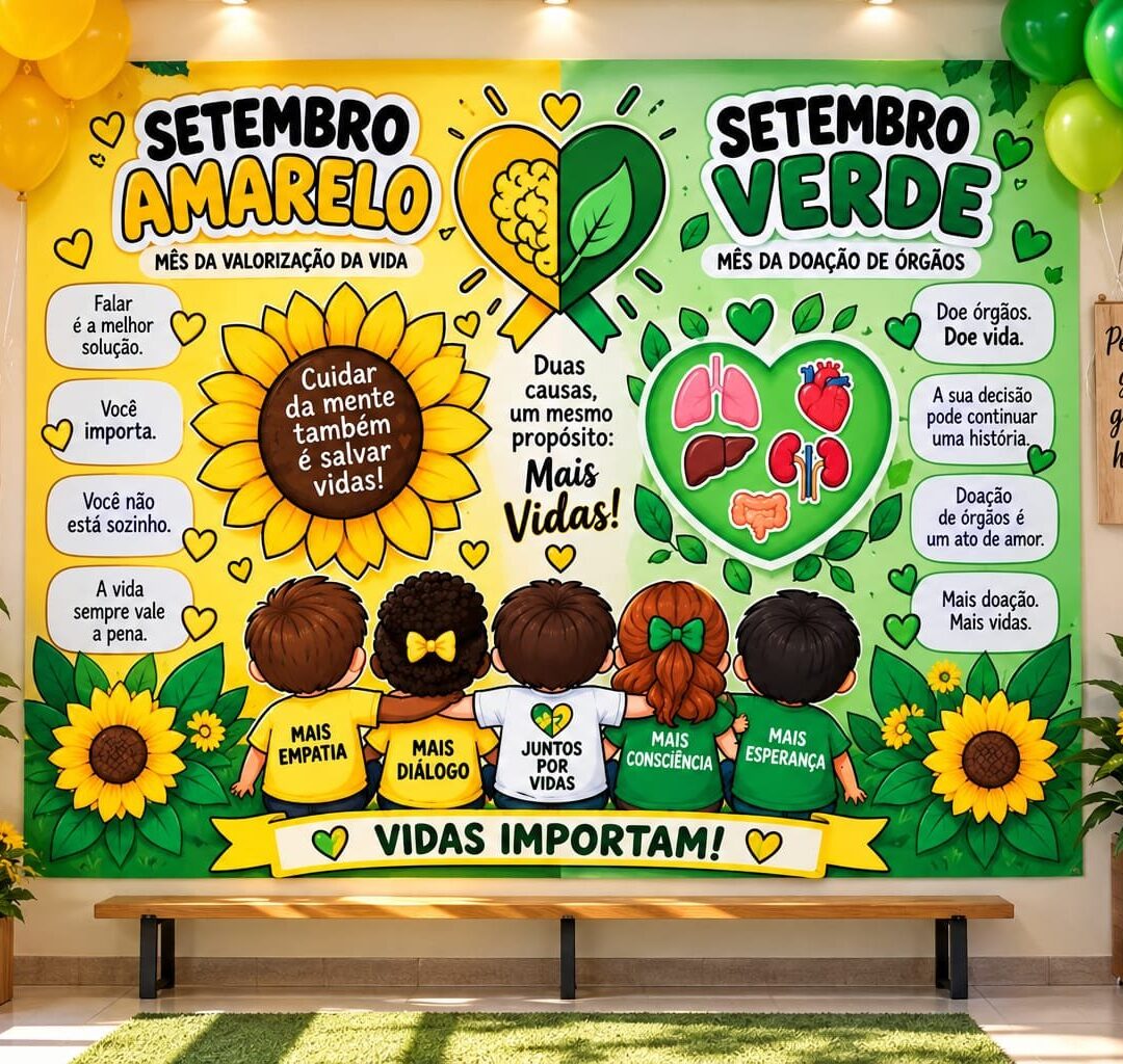 Painel 2 em 1 verde e amarelo doação
