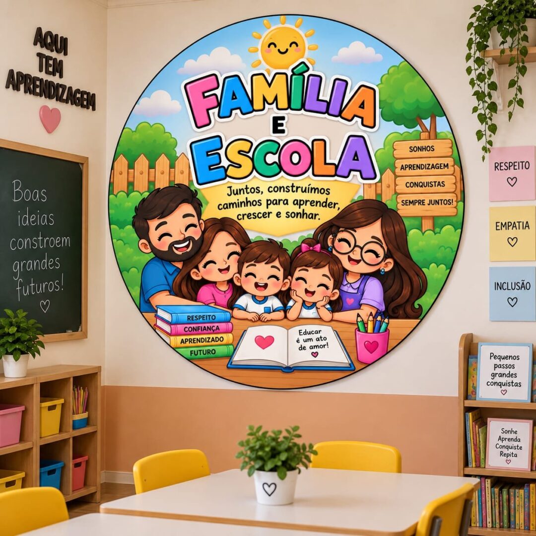 Painel redondo Família e Escola