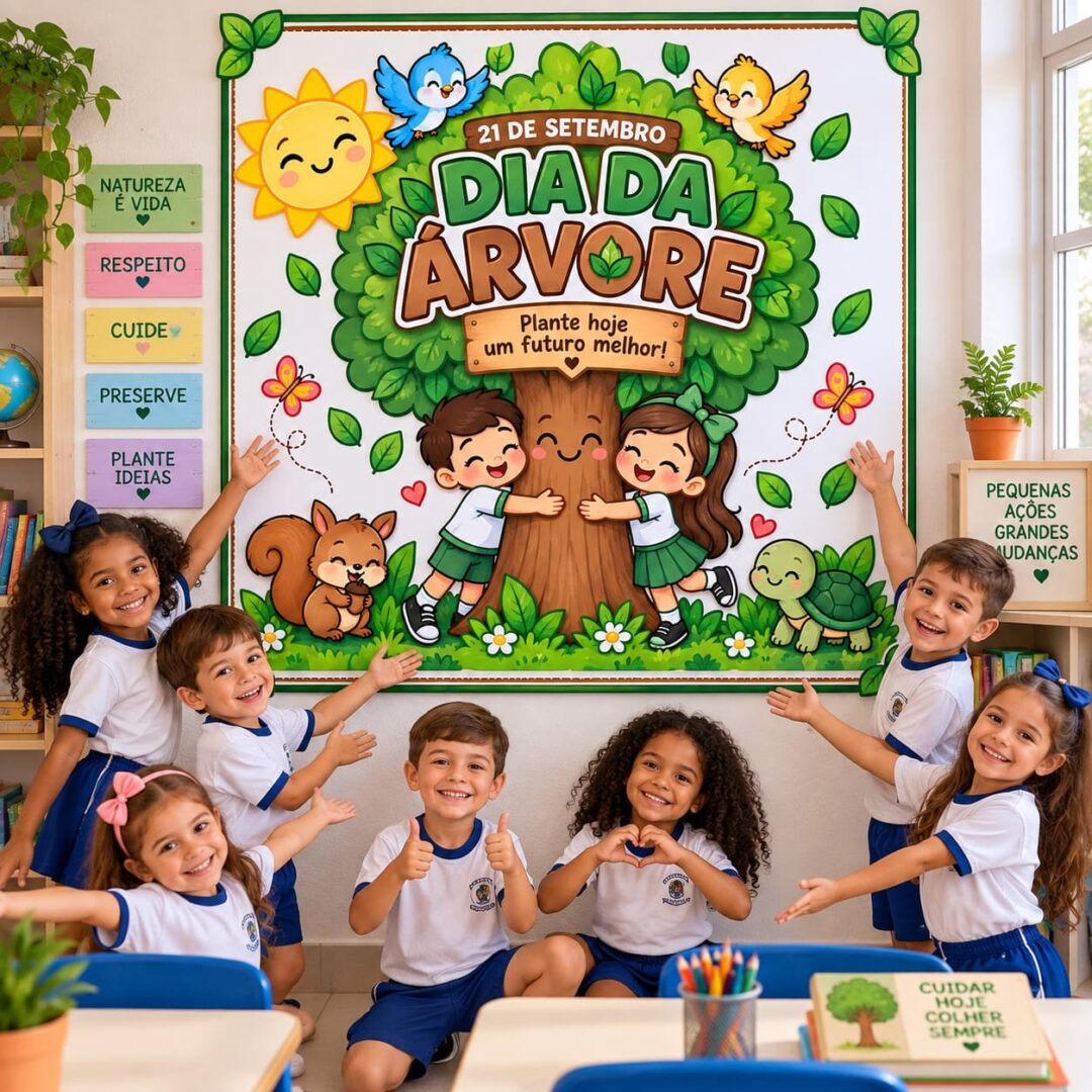 Painel colorido dia da Árvore