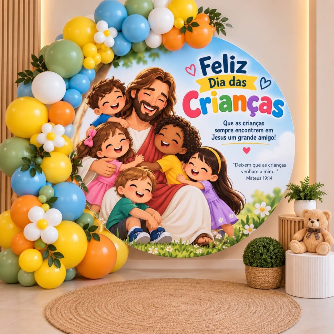 Painel redondo dia das Crianças Jesus